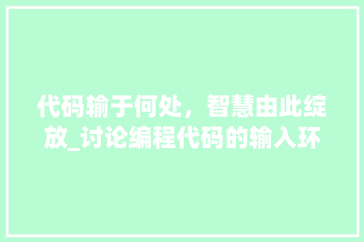代码输于何处，智慧由此绽放_讨论编程代码的输入环境