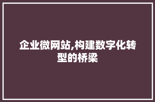 企业微网站,构建数字化转型的桥梁