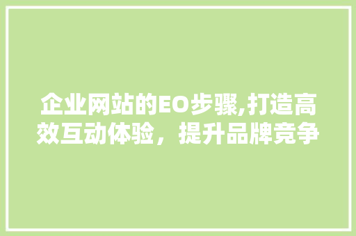 企业网站的EO步骤,打造高效互动体验，提升品牌竞争力