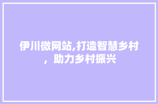 伊川微网站,打造智慧乡村，助力乡村振兴