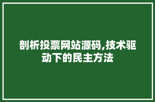 剖析投票网站源码,技术驱动下的民主方法