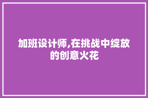 加班设计师,在挑战中绽放的创意火花