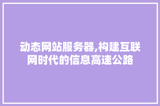 动态网站服务器,构建互联网时代的信息高速公路