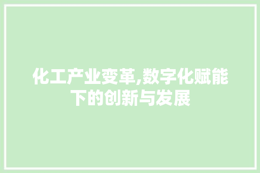 化工产业变革,数字化赋能下的创新与发展