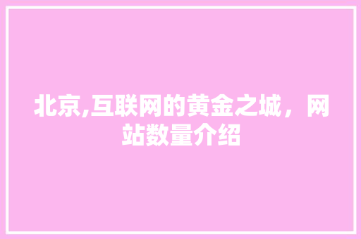 北京,互联网的黄金之城，网站数量介绍