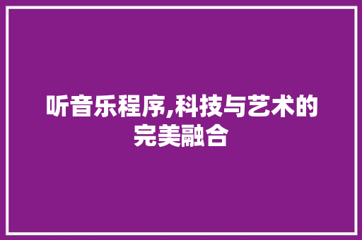 听音乐程序,科技与艺术的完美融合