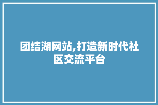 团结湖网站,打造新时代社区交流平台