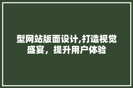 型网站版面设计,打造视觉盛宴，提升用户体验