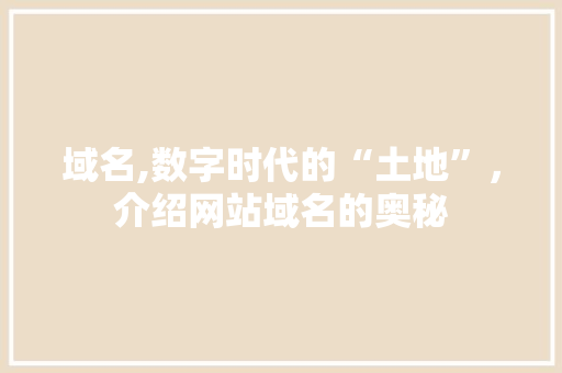 域名,数字时代的“土地”，介绍网站域名的奥秘