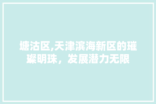 塘沽区,天津滨海新区的璀璨明珠，发展潜力无限