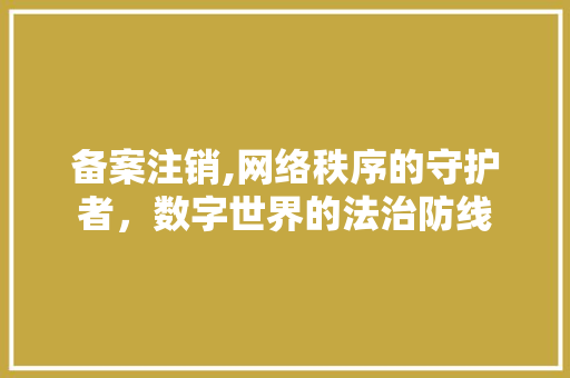 备案注销,网络秩序的守护者，数字世界的法治防线