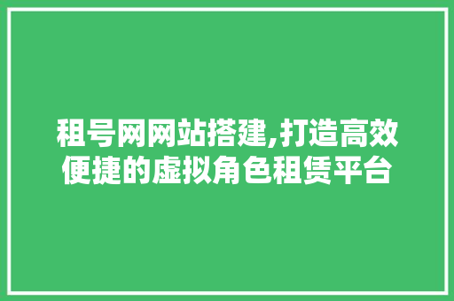租号网网站搭建,打造高效便捷的虚拟角色租赁平台