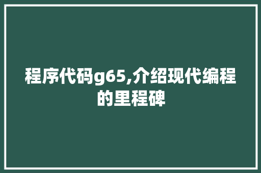 程序代码g65,介绍现代编程的里程碑