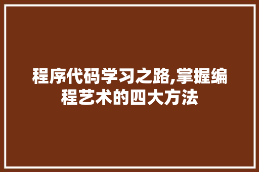 程序代码学习之路,掌握编程艺术的四大方法