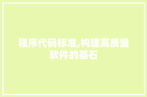 程序代码标准,构建高质量软件的基石