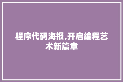 程序代码海报,开启编程艺术新篇章