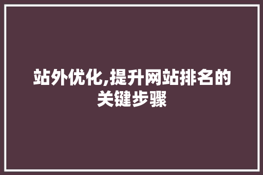 站外优化,提升网站排名的关键步骤