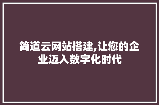 简道云网站搭建,让您的企业迈入数字化时代