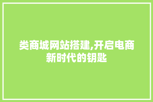 类商城网站搭建,开启电商新时代的钥匙