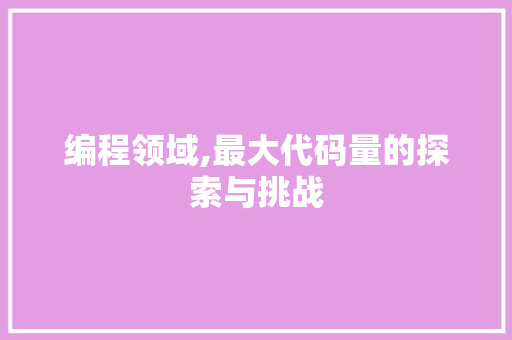 编程领域,最大代码量的探索与挑战