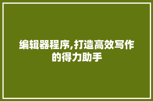 编辑器程序,打造高效写作的得力助手