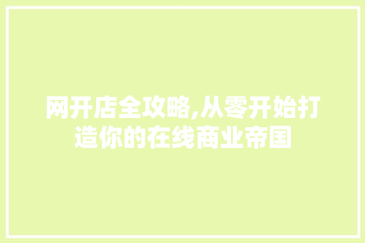 网开店全攻略,从零开始打造你的在线商业帝国