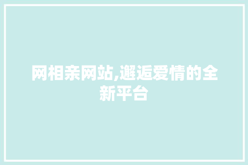 网相亲网站,邂逅爱情的全新平台