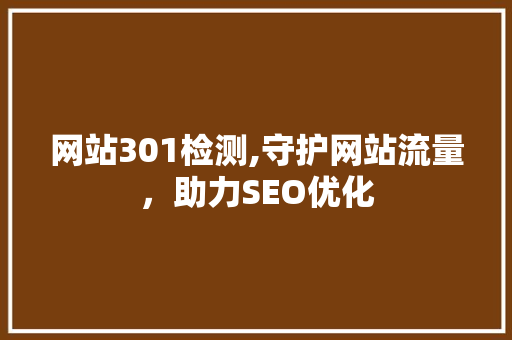 网站301检测,守护网站流量，助力SEO优化