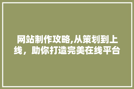 网站制作攻略,从策划到上线，助你打造完美在线平台