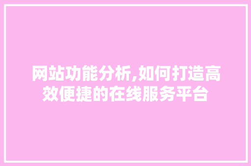 网站功能分析,如何打造高效便捷的在线服务平台