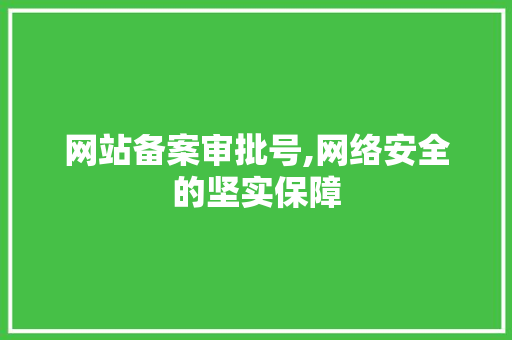 网站备案审批号,网络安全的坚实保障