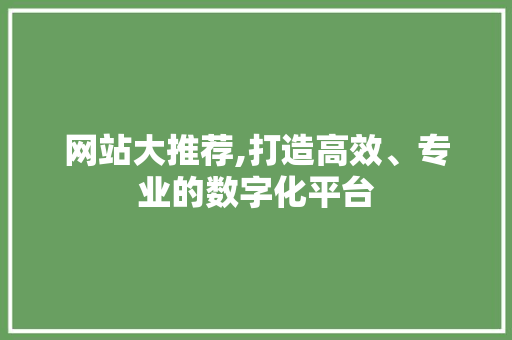网站大推荐,打造高效、专业的数字化平台
