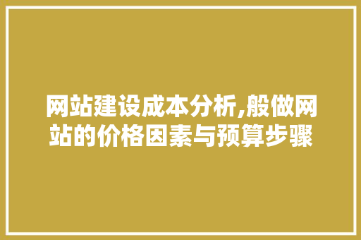 网站建设成本分析,般做网站的价格因素与预算步骤