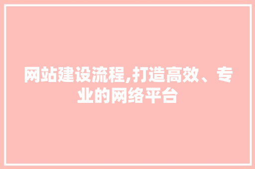网站建设流程,打造高效、专业的网络平台