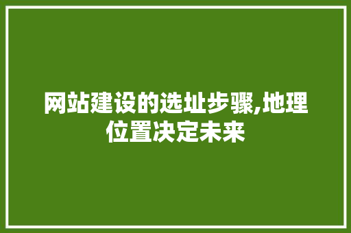 网站建设的选址步骤,地理位置决定未来