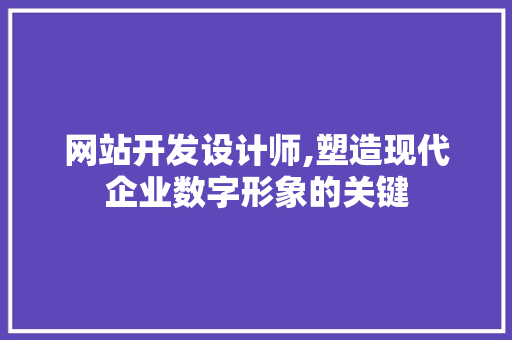 网站开发设计师,塑造现代企业数字形象的关键