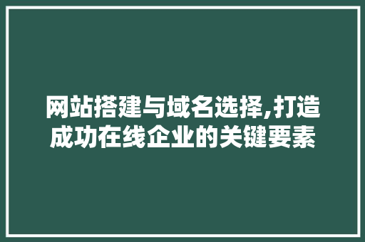 网站搭建与域名选择,打造成功在线企业的关键要素