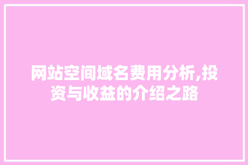 网站空间域名费用分析,投资与收益的介绍之路