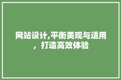 网站设计,平衡美观与适用，打造高效体验
