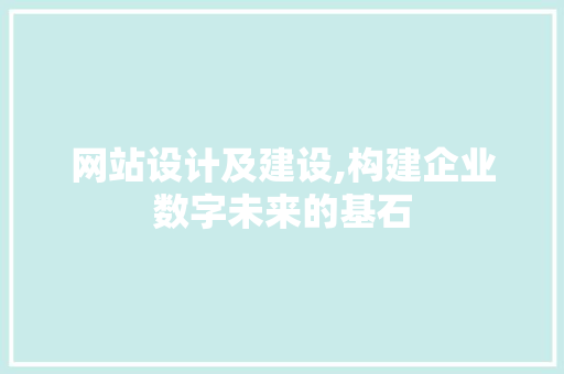 网站设计及建设,构建企业数字未来的基石