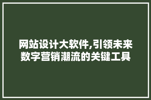 网站设计大软件,引领未来数字营销潮流的关键工具