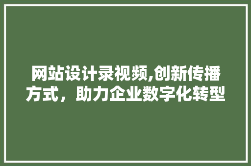 网站设计录视频,创新传播方式，助力企业数字化转型