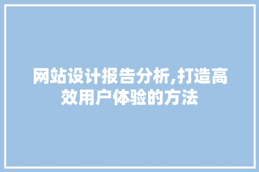 网站设计报告分析,打造高效用户体验的方法