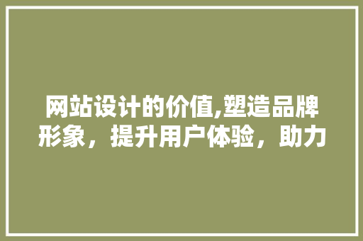 网站设计的价值,塑造品牌形象，提升用户体验，助力企业腾飞