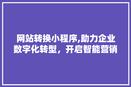 网站转换小程序,助力企业数字化转型，开启智能营销新篇章
