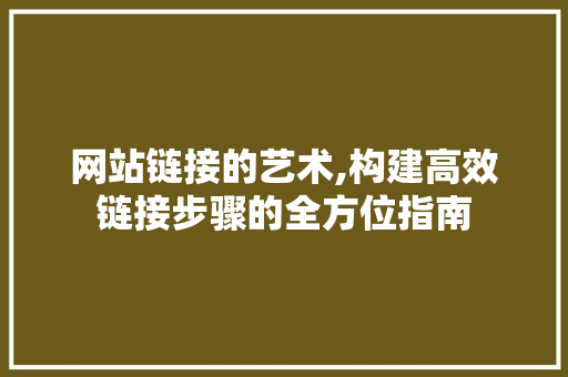 网站链接的艺术,构建高效链接步骤的全方位指南