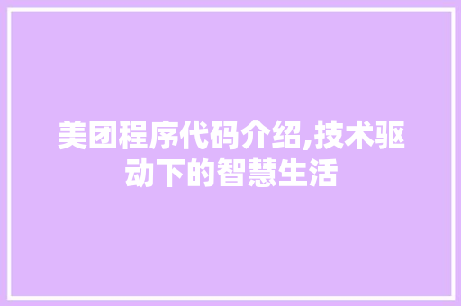 美团程序代码介绍,技术驱动下的智慧生活