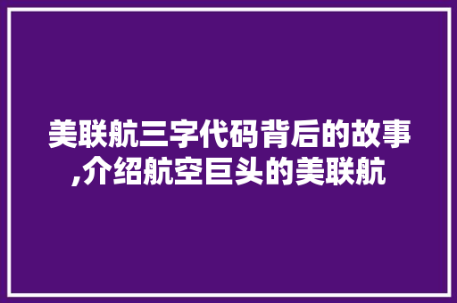 美联航三字代码背后的故事,介绍航空巨头的美联航 美联航三字代码背后的故事,介绍航空巨头的美联航 网站推广