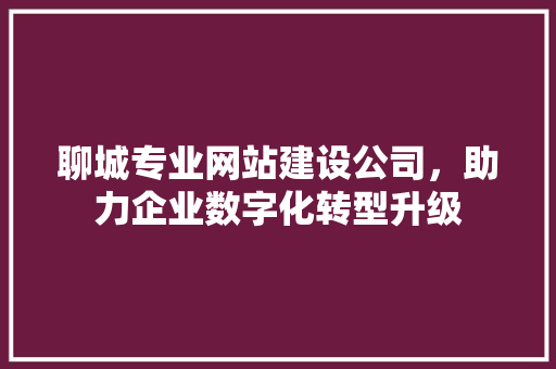 聊城专业网站建设公司，助力企业数字化转型升级