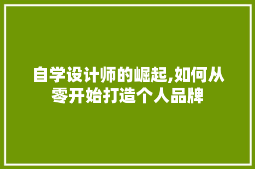 自学设计师的崛起,如何从零开始打造个人品牌